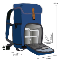 mantona Fotorucksack Luis junior blau, retro Nr. 21492
